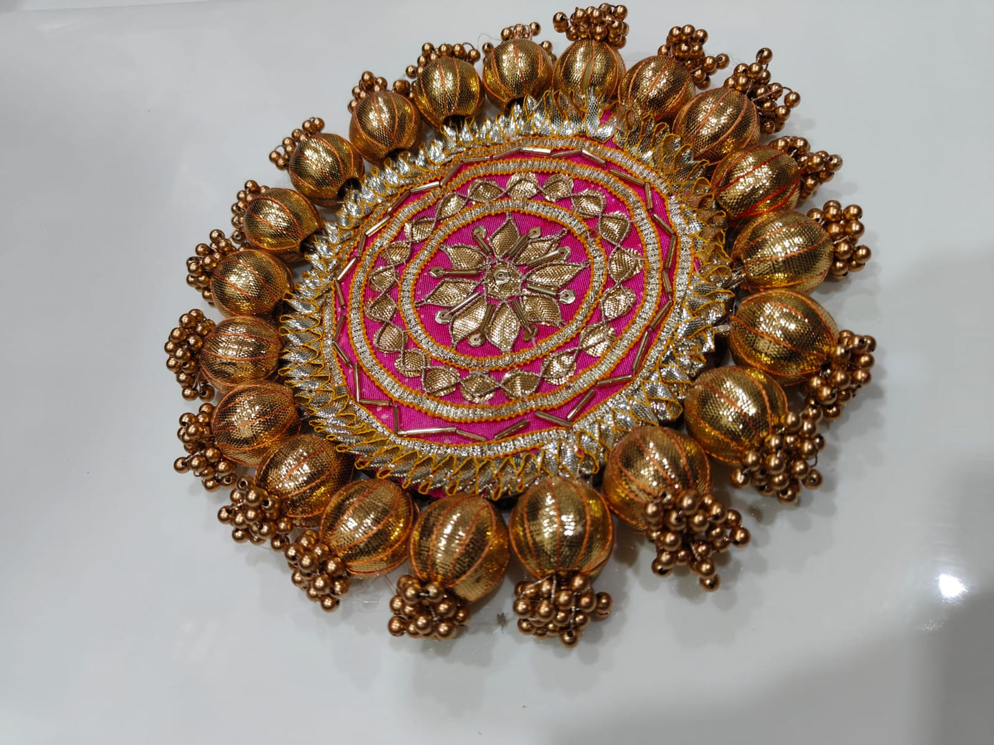 Nutts Decorative Traditional Pooja Thali Elegant Festival Prayer Plate for Home Temple Daily Worship Religious Rituals Festive Decoration (PoojaP03-3)
