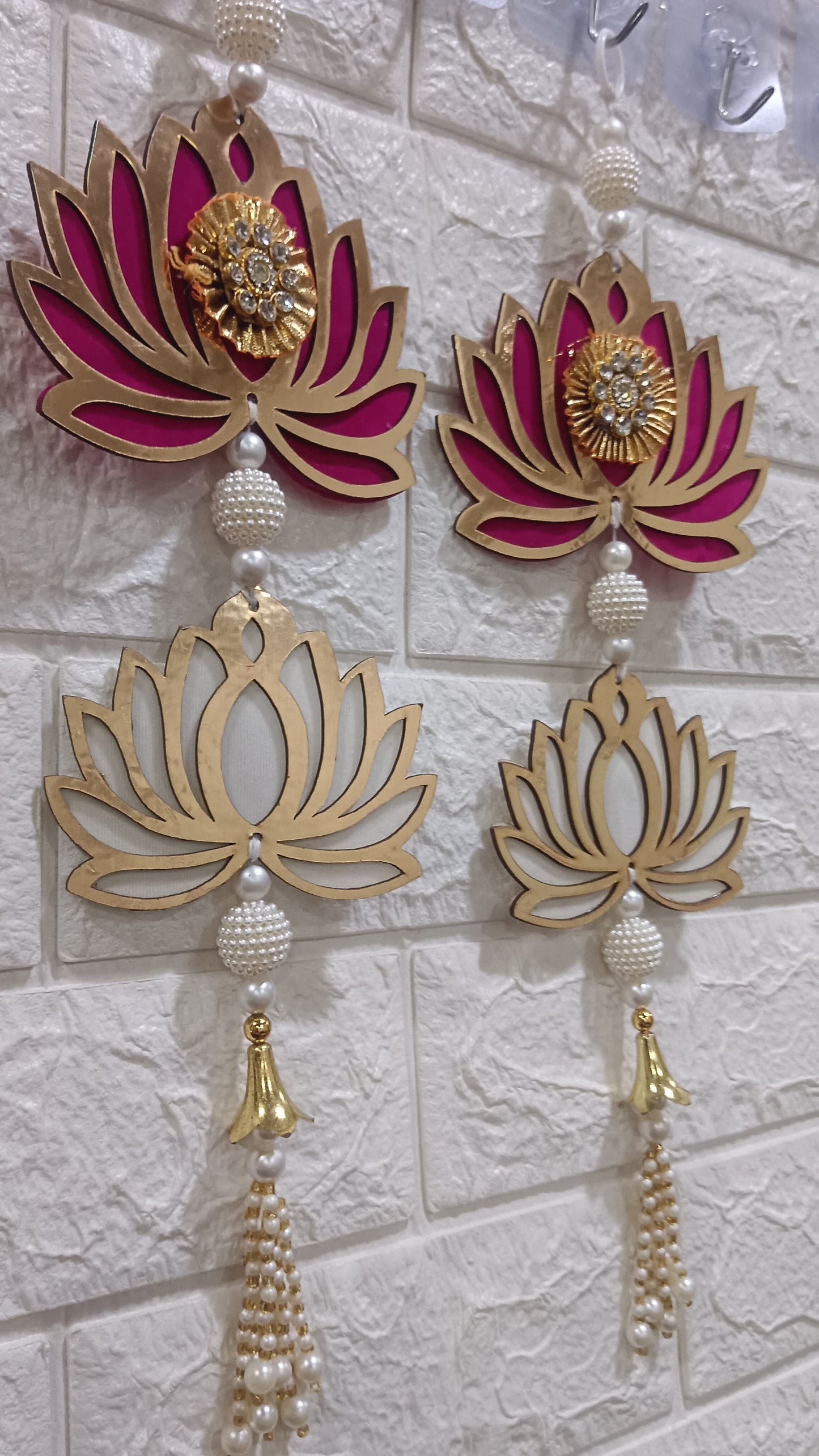 Nutts Lotus Decorative Hanging Ideal For Pooja And Mandir Use Enhances Spiritual Decor With Elegant Lotus Design Perfect For Home Temple And Festive Decoration