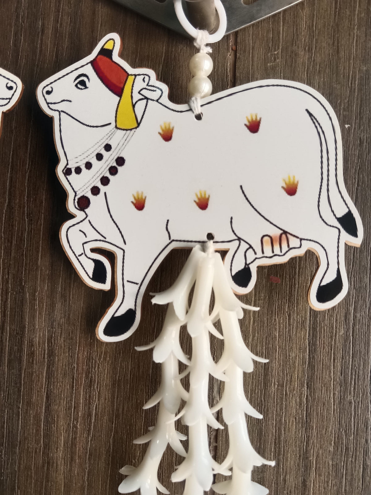 Nutts Handmade MDF Cow Design Wall Hanging Decorative | Traditional for Home Temple Door Hanging Decor Pack of 2 (SMALL86)
