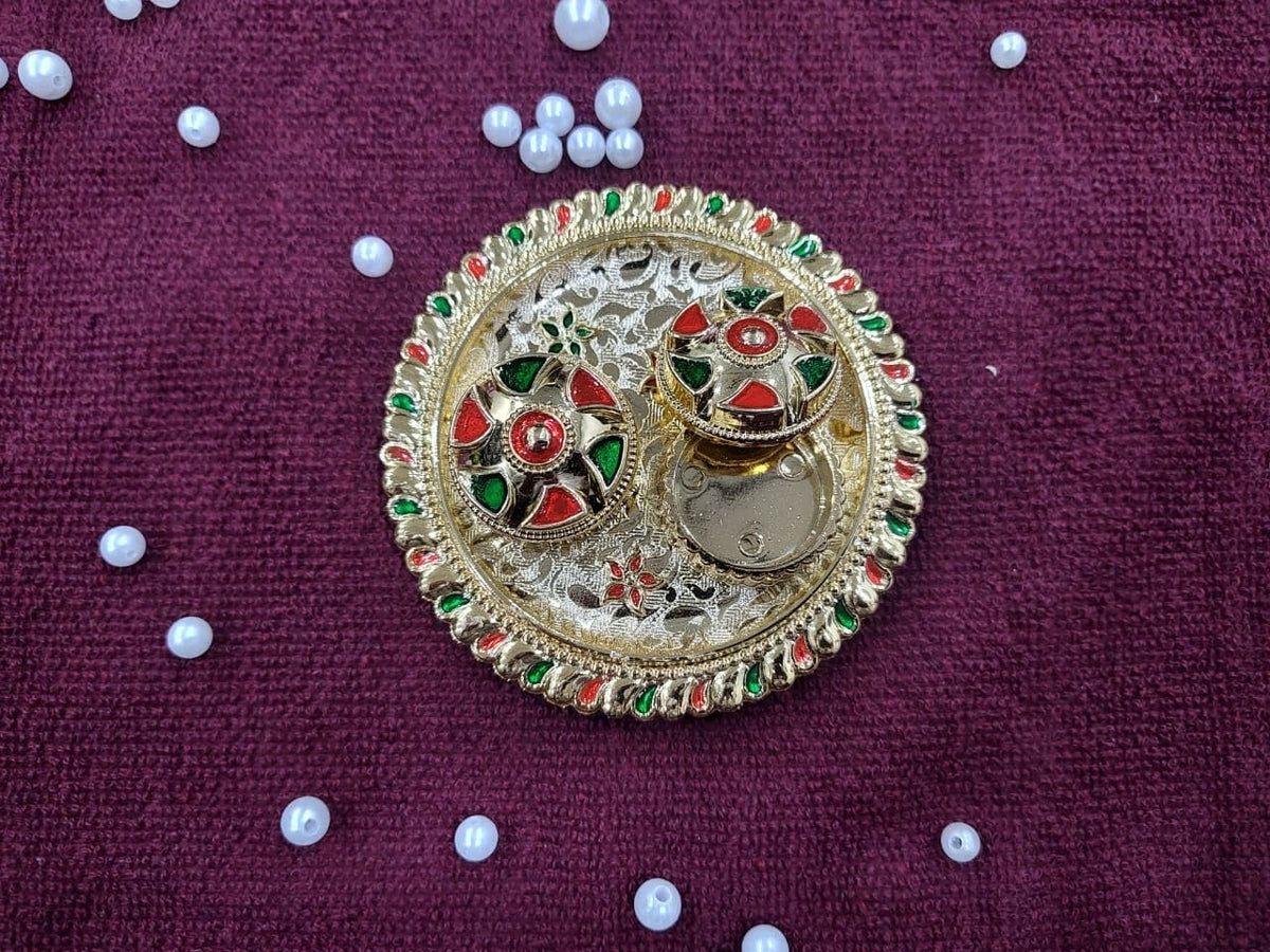 Nutts Decorative Laxmi Ganesh Ji Pooja Thali Traditional Festival Puja Plate for Diwali Navratri Housewarming Temple Rituals Home Decoration (PoojaP24)
