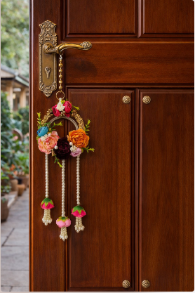 Nutts Handmade Floral Pearl Door Hanging Wall Decor | Decorative Hanging for Home Entrance Living Room Bedroom Wedding Festival Decoration (Pack of 2)