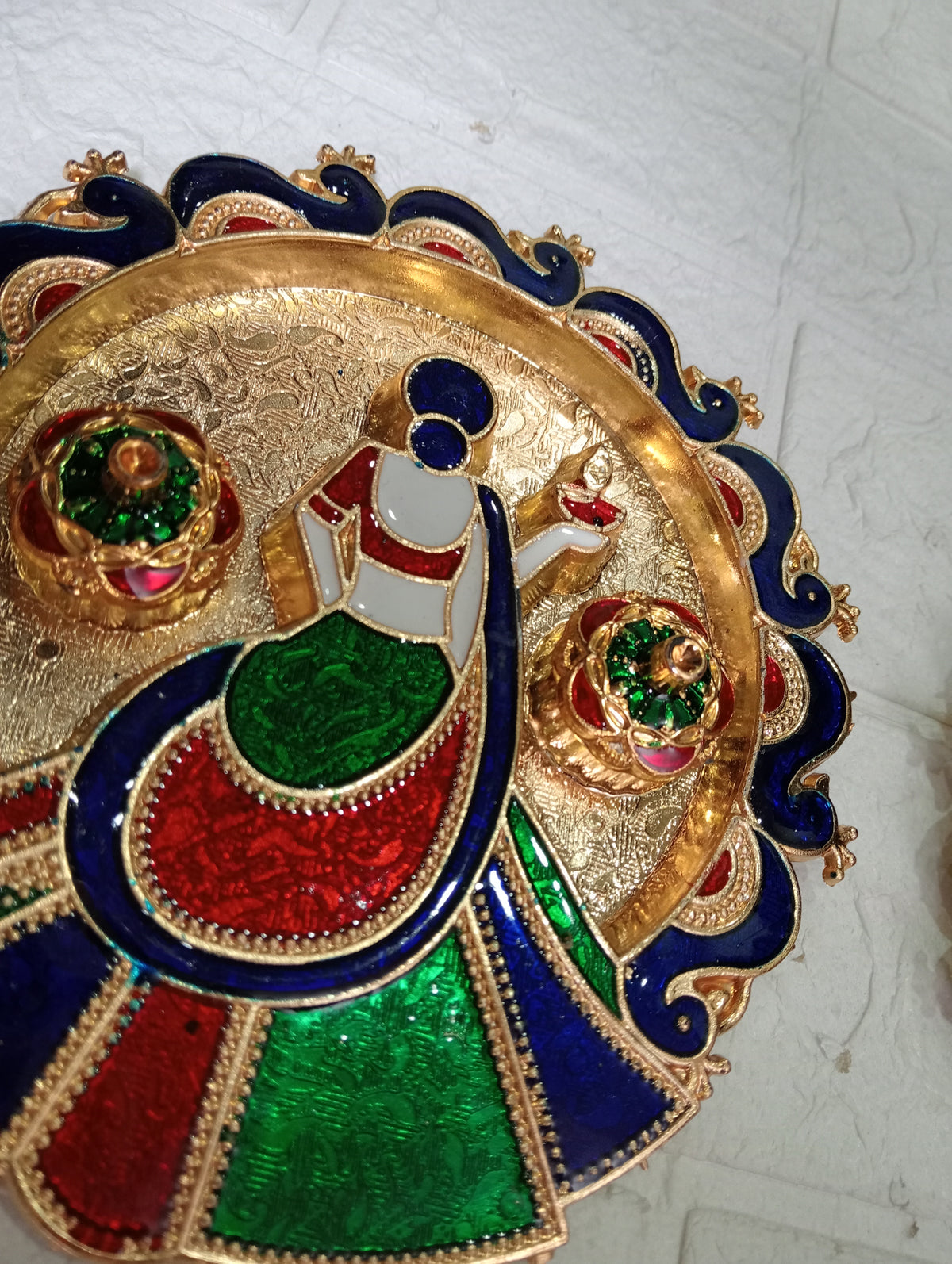 Nutts Decorative Traditional Pooja Thali for Daily Worship Festival Celebration Temple Home Mandir Diwali Navratri Karwa Chauth Elegant Prayer (PoojaP35-3)