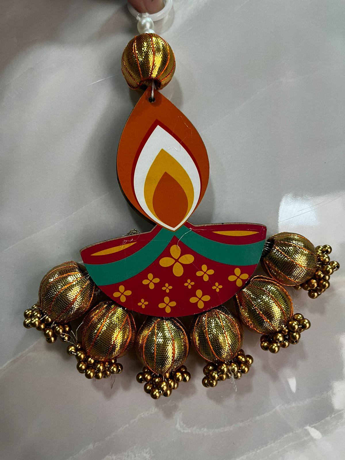 Main Door entrace Wall Hanging,Toran with Diya Gota Ball Hanging Traditional,Wall Hanging and Home Decoration Pack of 6 (SMALL95)