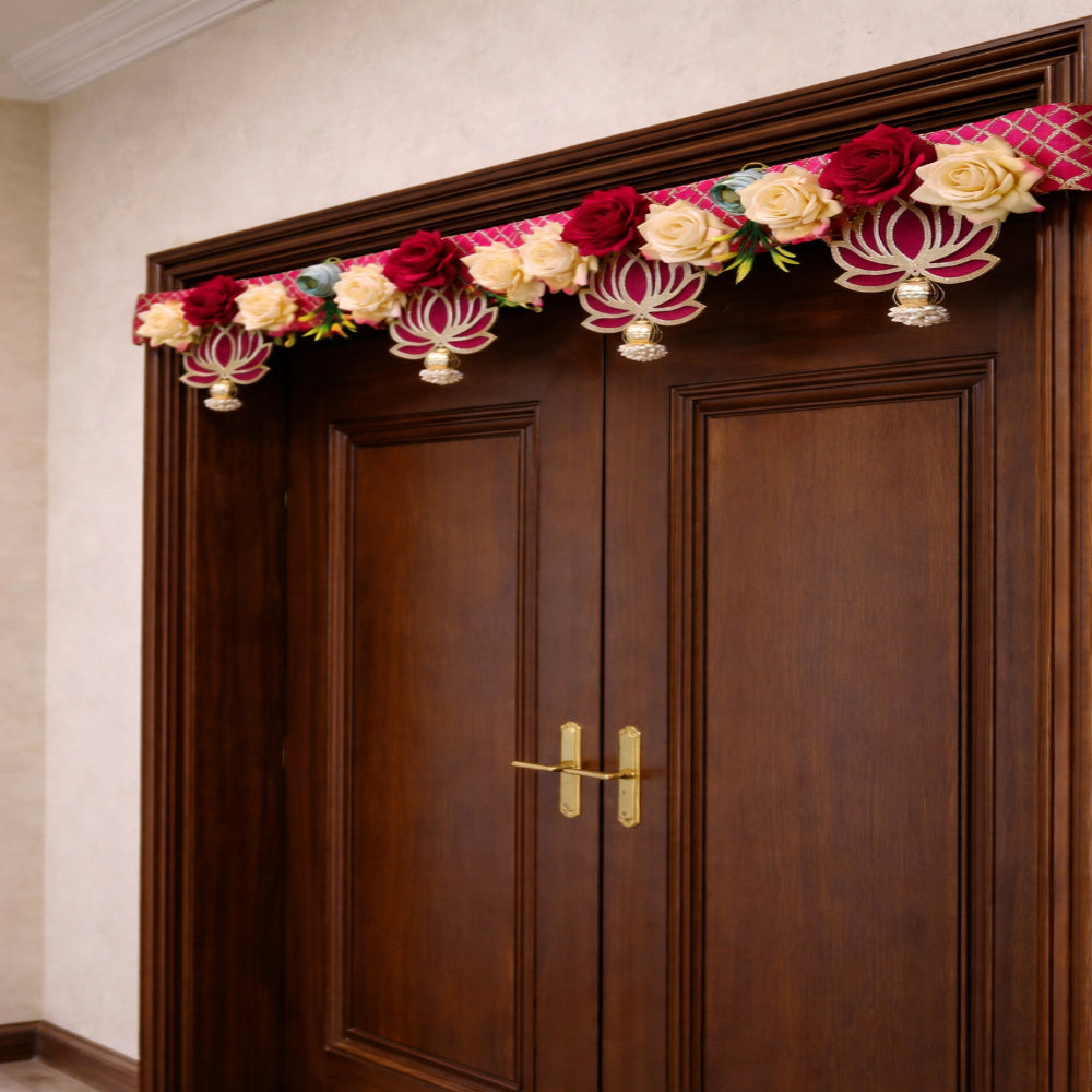Nutts Decorative MDF Lotus Flower Bandhanwar For Festive Occasional Decor