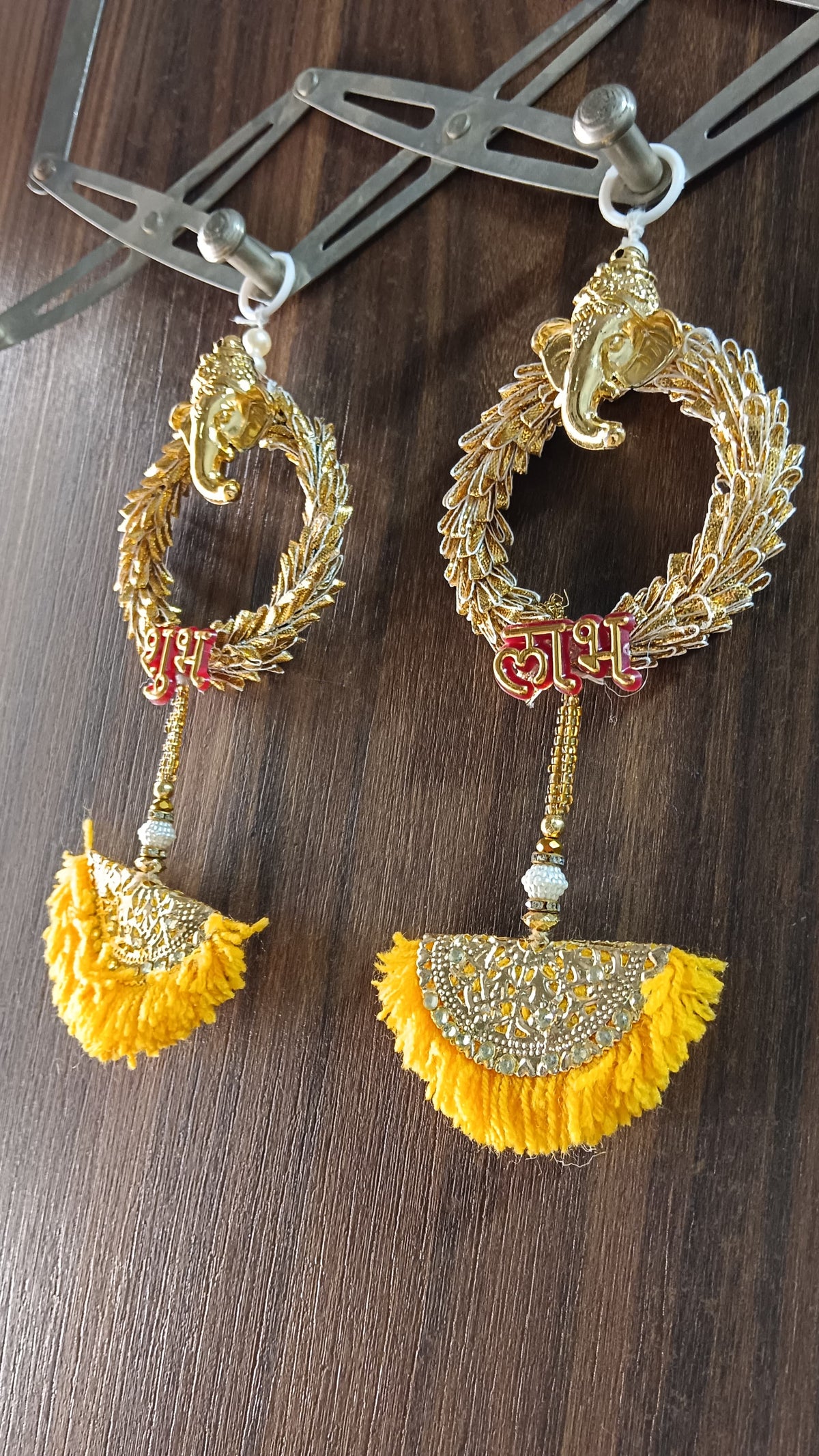Subh Labh Woolen Latkan Small Hanging, for Diwali Decoration, Home Decoration and All Festival Decor (Pack of 2)