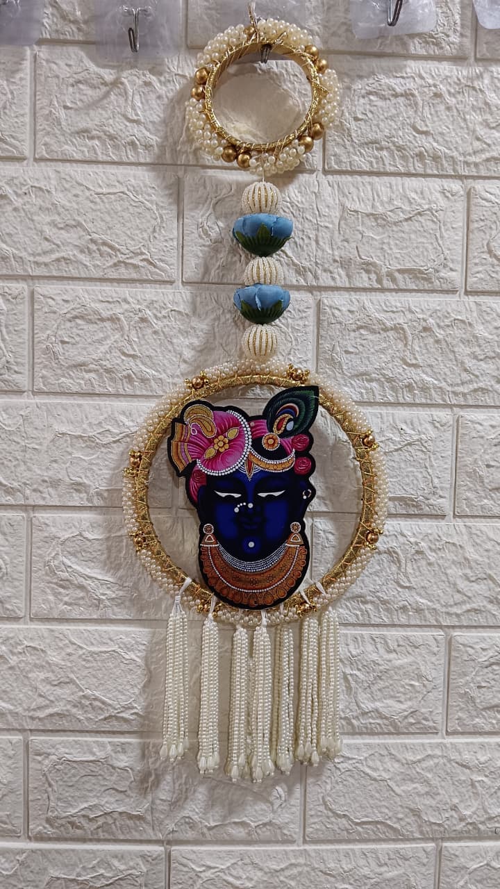 Nutts Traditional Decorative Shrinath Ji Chudi Latkan Wall Hanging | Wall Hanging for Main Door | Garland Perfect for Home Decor | Enhance Your Space with Graceful Touches Pack of 2 (SMALL165)