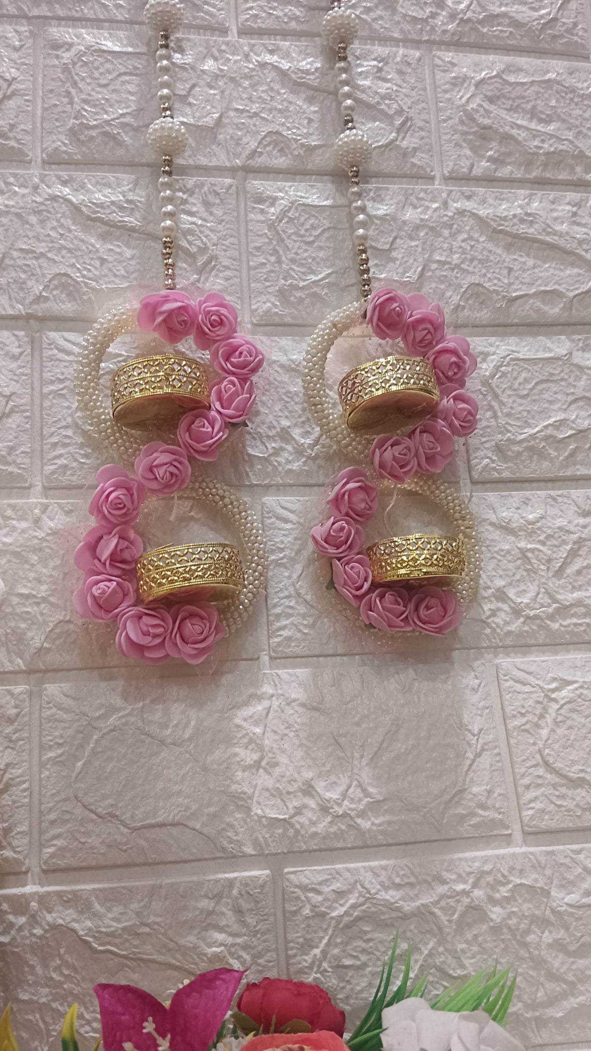 Nutts Handmade Mini Rose and Tea Light Toran Decoration Item for Home Décor Diwali Festival, Navratri, Wedding Pack of 2  (SMALL140-1)