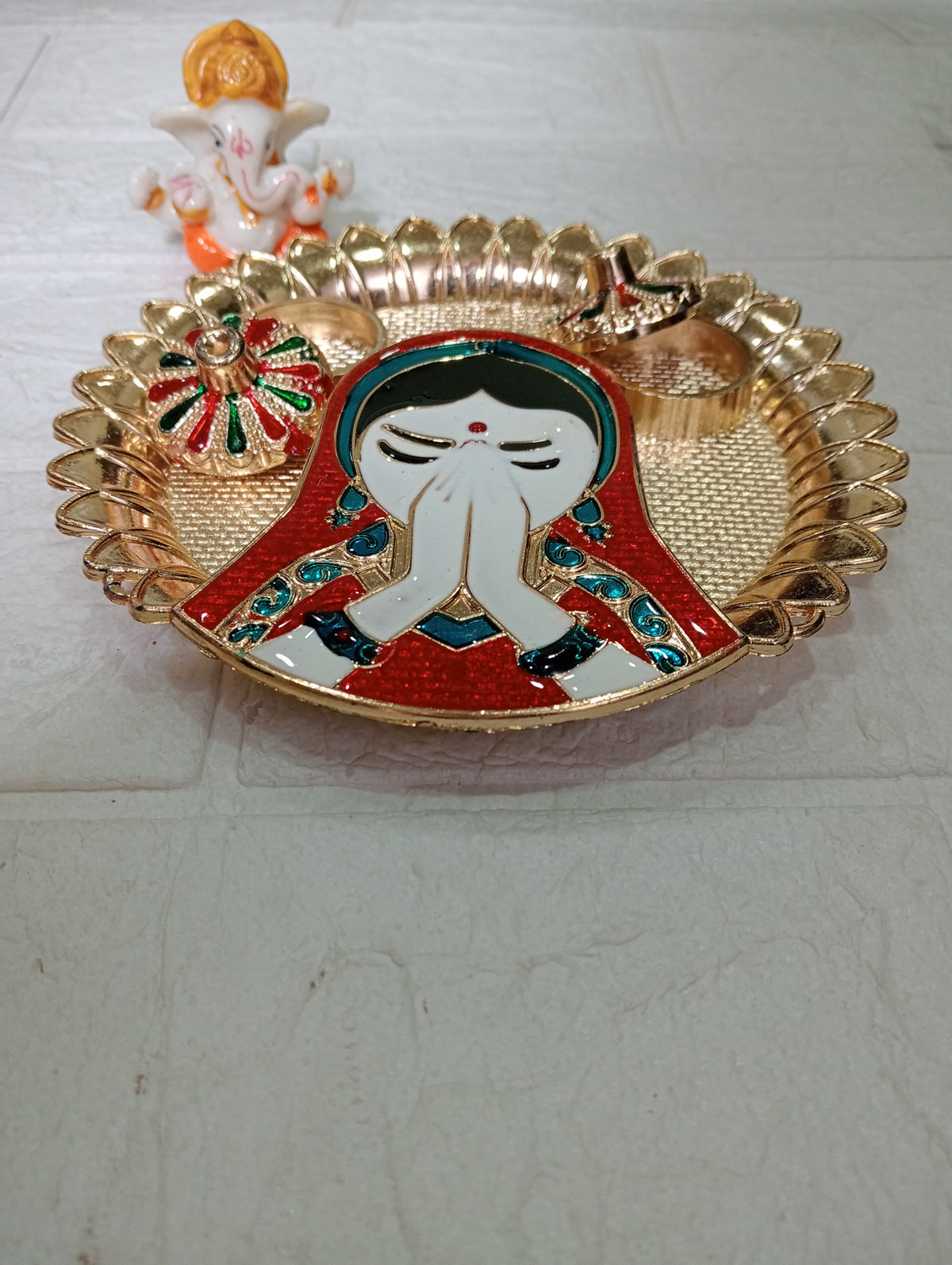 Nutts Decorative Pooja Traditional Religious Festival Worship Elegant Mandir Puja Essentials Diwali Navratri Wedding Home Decor Sacred (PoojaP36-4)