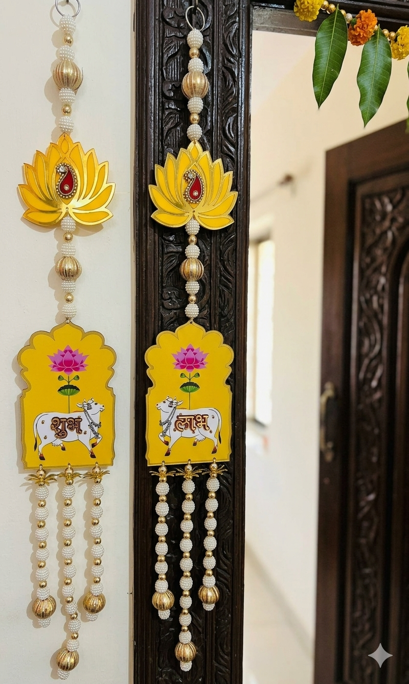 Nutts Lotus Hanging Beautiful Wall Decor For Pooja Room And Mandir Perfect For Home Decoration Creates Peaceful Ambiance With Artistic Lotus Design And Stylish Finish