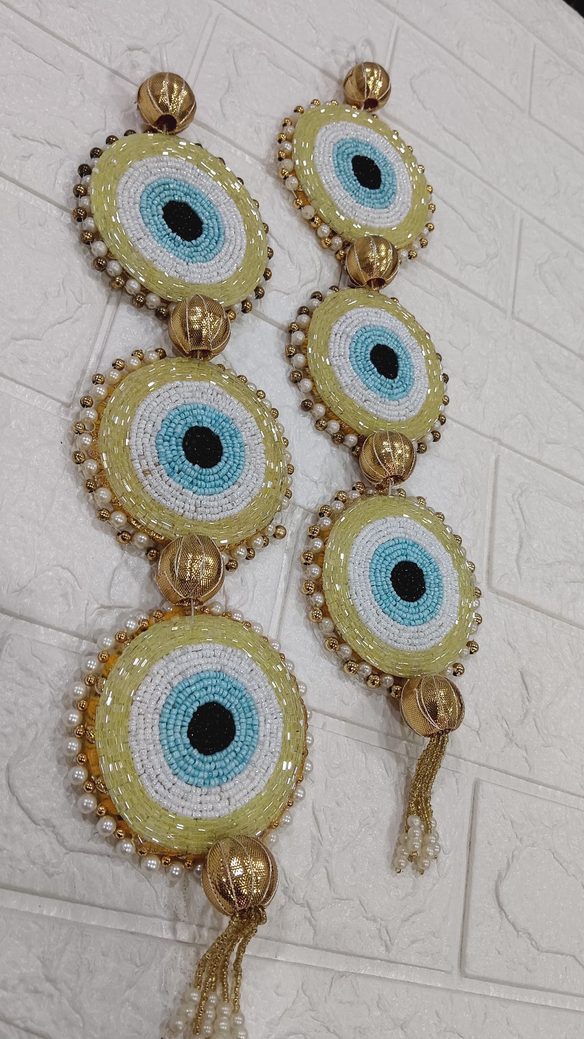 Nutts HandmadeEvil Eye Gota Ball, Latkan Hanging for All Festivals Protective Symbol for Positive Energy Perfect for Enhancing Your Celebrations (Pack of 2)