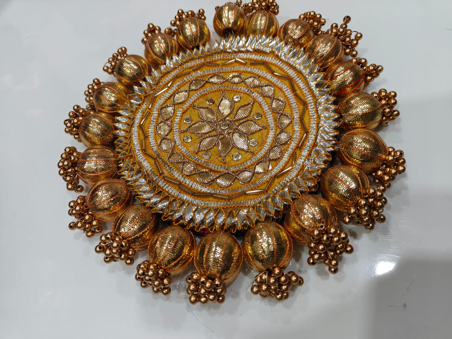 Nutts Decorative Traditional Pooja Thali Elegant Festival Prayer Plate for Home Temple Daily Worship Religious Rituals Festive Decoration (PoojaP03-4)