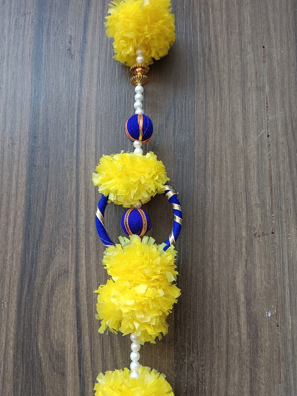 Nutts Handmade Decorative Artificial Genda Moti Chudi Toran | Traditional Beads Hanging for Home and Office Decoration (PMPMT132)