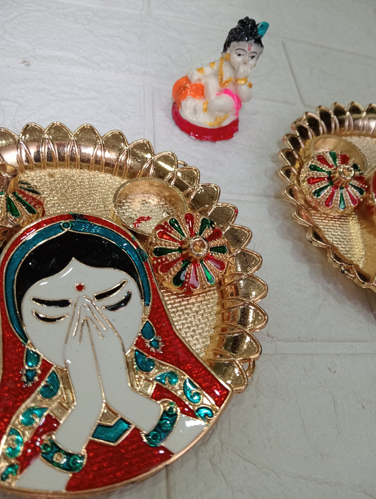 Nutts Decorative Pooja Traditional Religious Festival Worship Elegant Mandir Puja Essentials Diwali Navratri Wedding Home Decor Sacred (PoojaP36-1)