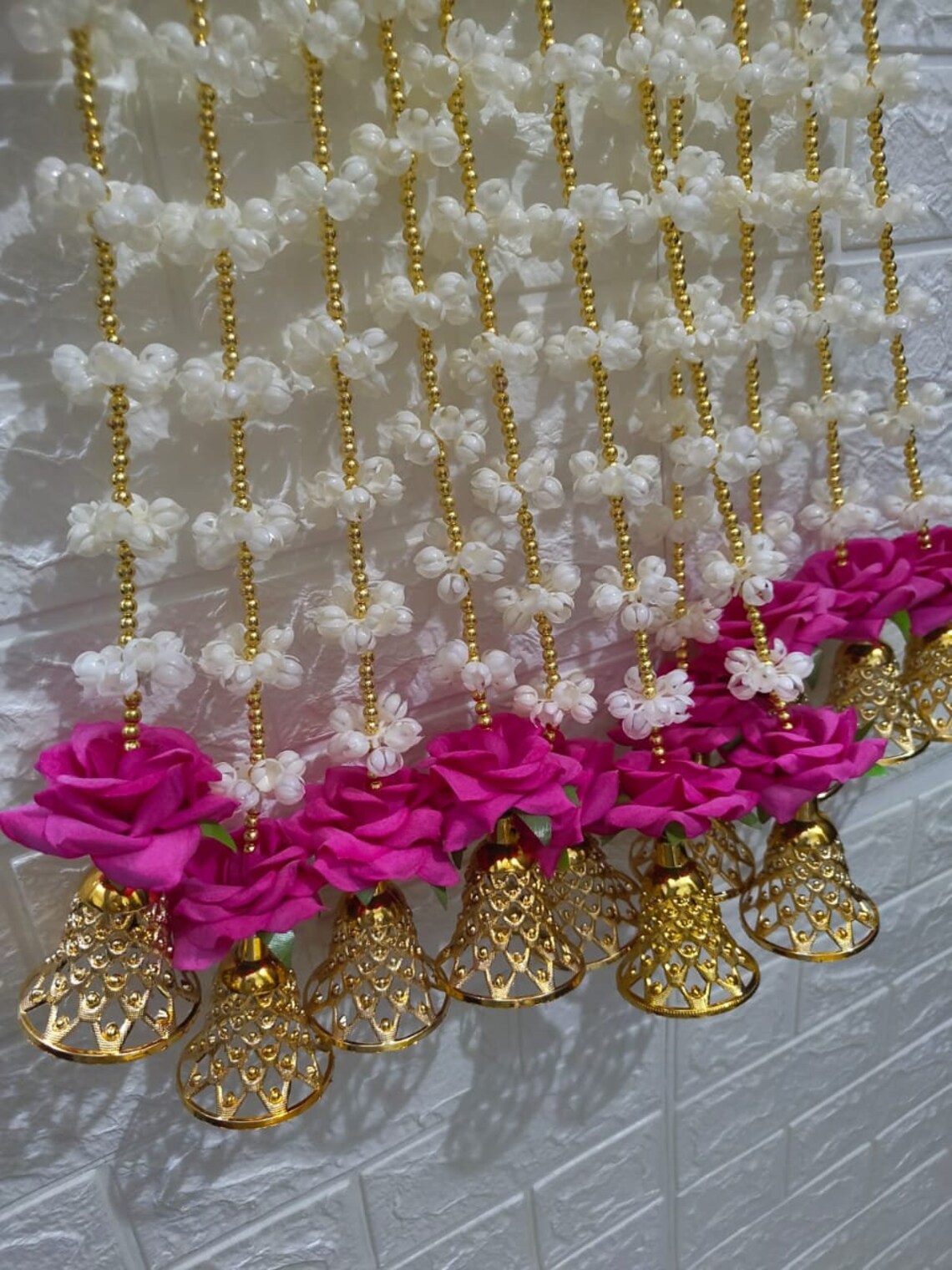 Nutts Handmade Decorative Mogra Bell Beads Hanging | Traditional Mogrra Hanging for Festival Decoration | Toran for Home Decor (MOGRAH05)