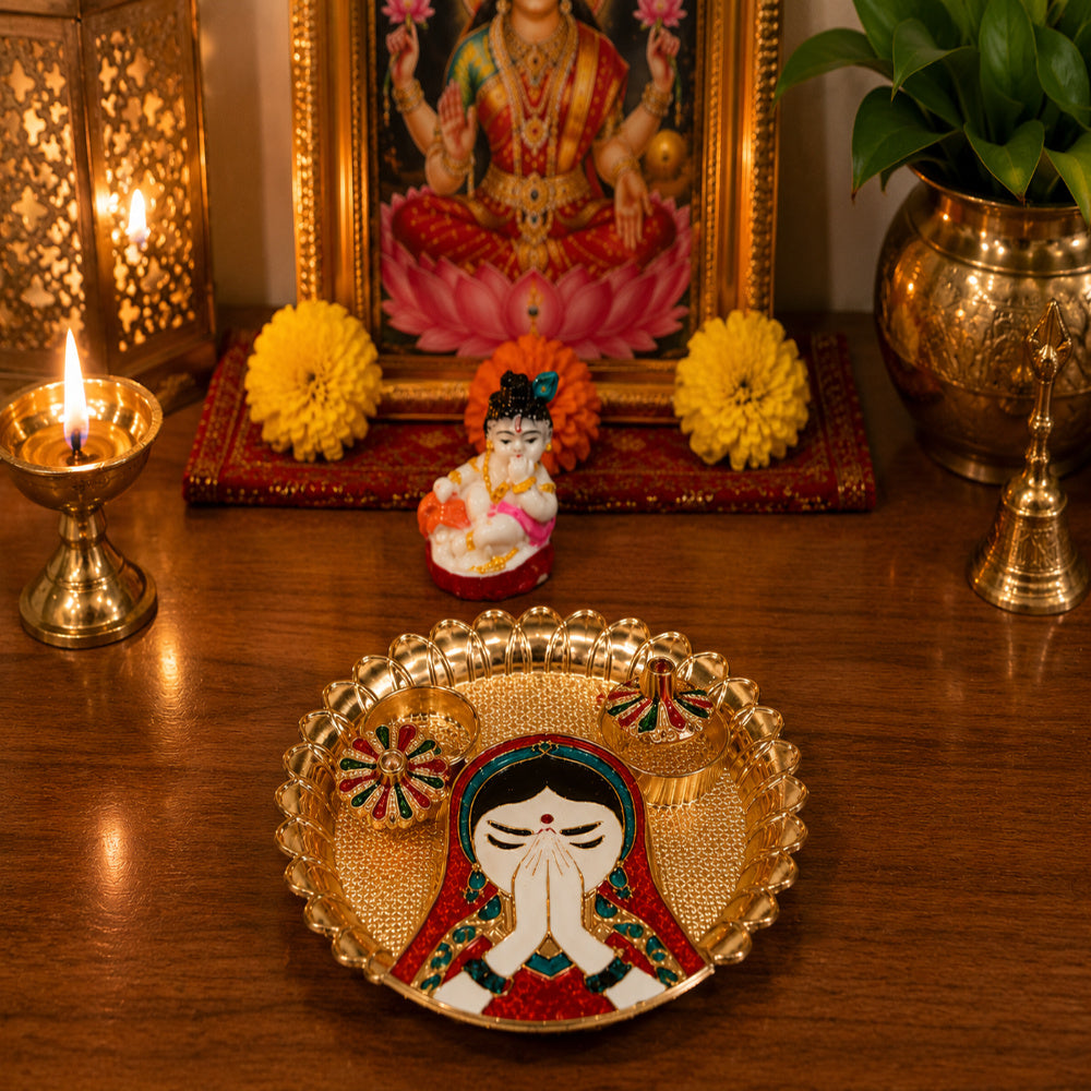 Nutts Decorative Pooja Traditional Religious Festival Worship Elegant Mandir Puja Essentials Diwali Navratri Wedding Home Decor Sacred (PoojaP36-1)