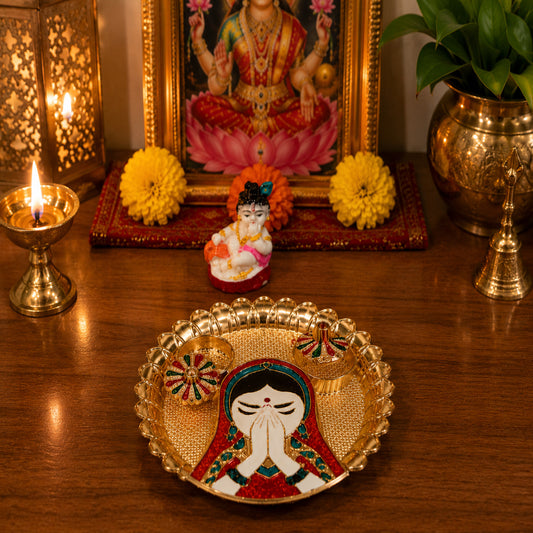 Nutts Decorative Pooja Traditional Religious Festival Worship Elegant Mandir Puja Essentials Diwali Navratri Wedding Home Decor Sacred (PoojaP36-1)