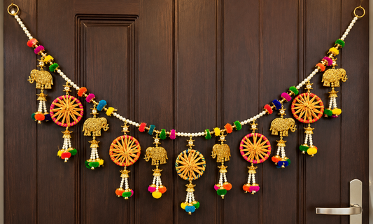 Nutts Decorative Gota Bangle Elephant Pompom Beads Bandhanwar For Home Decoration