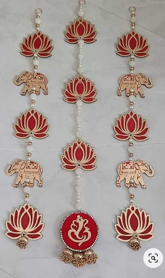 Lotus with Elephant, Golden Beads & Anguri Moti Hanging for Home Decor,Diwali Decor,Wedding and All Festival Decor