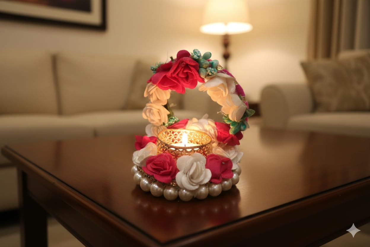 Sellplus Decorative Candle Holder for Home Decor tealight and Festival Decor and Any Occasion Use This Candle Holder(Pack of -2) (Tealight-05)