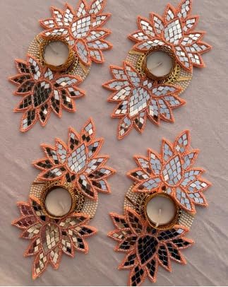 SellPlus Handmade Decorative Peony Flower Roli Chawal Pooja Plate |Decorative Plate for Pooja | Decor Item | (Tealight-306)