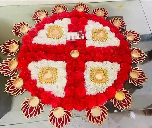 NUTTS  Handmade Decorative Rangoli Tealight Holder Traditional Festival Floor Decor Elegant Diwali Pooja Home Decoration Reusable Multicolor Design (Rang182)