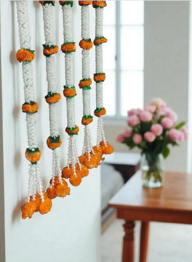 Nutts Decorative Handcrafted Artificial Mogra Hanging | Artificial Flower Hanging | Multicolour Toran for Home Decor (MOGRAH38)