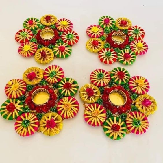 Sellplus Elegant Decorative Festival Candle Holder Tea Light Stand for Home Pooja Wedding Party Living Room Table Decor(Pack of 2) (Tealight-157)
