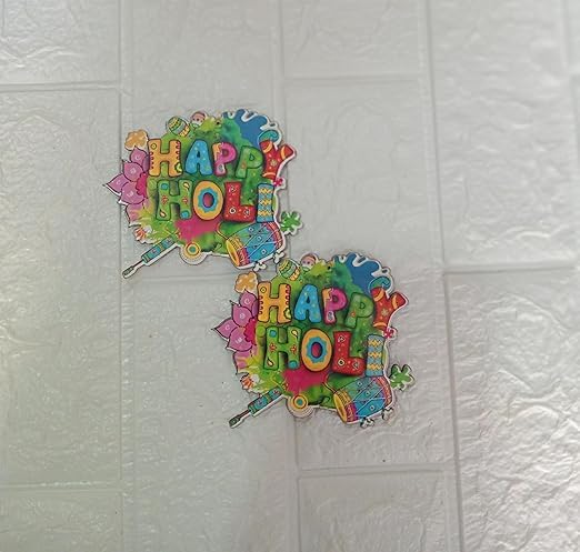 Nutts Theme Holi MDF Cutouts for Holi Decoration DIY Art Craft Wall Decor and Festival Decoration (Pack of 4) (RM-HM04)