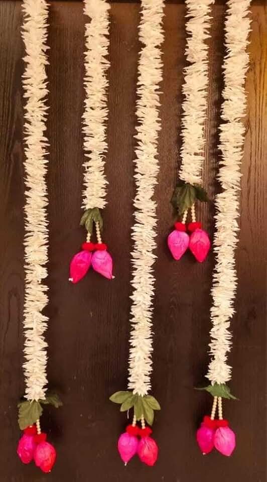 Paper Gajra with Kmalkali Leaf & Beads Wall Hanging Decoration Item for Home Décor Diwali Festival, Navratri, Wedding