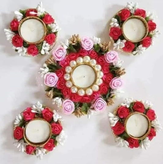 NUTTS  Handmade Decorative Rangoli Tealight Holder Traditional Festival Floor Decor Elegant Diwali Pooja Home Decoration Reusable Multicolor Design (Rang177)