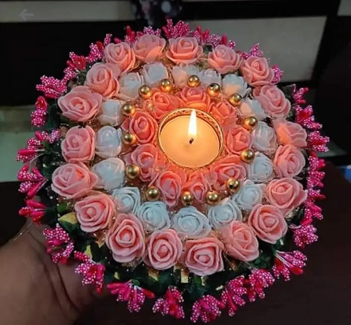 Handcrafted Decorative Rangoli T-Light Holder Set | Diwali Diya Set | Home Decor | Rangoli Tlight Holder Set for Decoration (Rang64)
