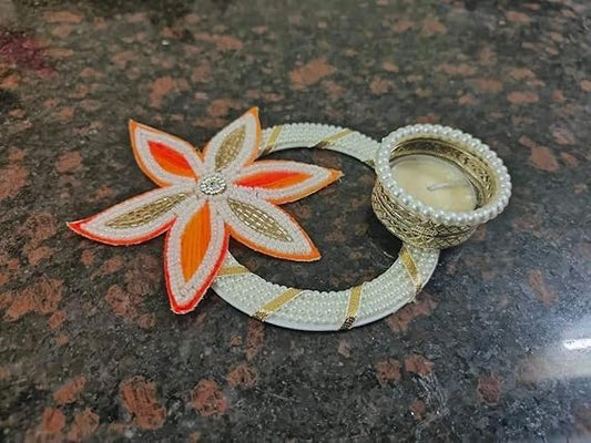 SellPlus Handmade Decorative Moti Chudi Lotus Tlight for Decoration | Tlight for Diwali | Decoration for Home (Pack of 2) (Tealight-305)