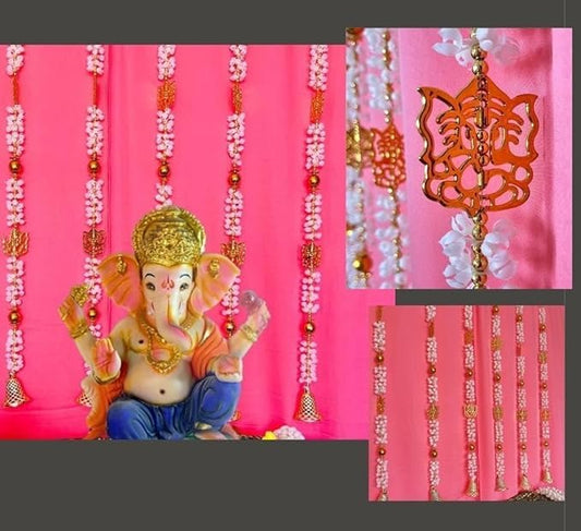 Nutts Handmade Ganesh & Mogra with Bell Hanging for Home Decor | Pooja Decor | Diwali Decor | Wedding Decor | Main Door Hanging | & Festival Decoration | Ganesh Chaturthi (Pack of 6)