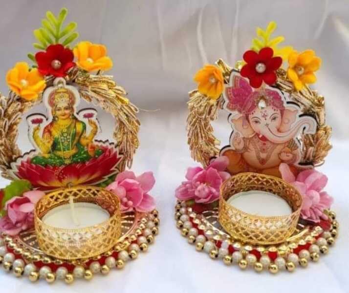 Sellplus Elegant Decorative Tealight Holder for Festival Pooja Home Decoration Wedding Living Room Mandir Decor Candle Holder(Pack of 2) (Tealight-359)