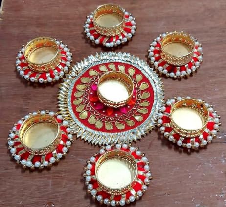 SellPlus Decorative Rangoli Set with Tlight Holder | Diwali Gift Diya | Decoration for Home | Office | Pooja | Diwali & All Special Festival Decor (Rang-88/1)