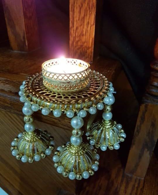 Sellplus Elegant Decorative Festival Candle Holder Tea Light Stand for Home Pooja Wedding Party Living Room Table Decor(Pack of 2) (Tealight-369)