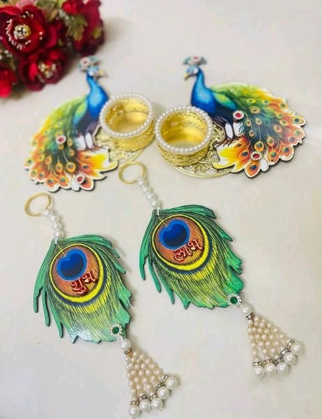 Nutts Decorative MDF Morpankh Hanging with Peacock Tealight | Perfect for Home & Office | Wall Hanging for Main Door | Enhance Your Space with Graceful Touches (SMALL419) (Set of 1)