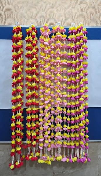 Nutts Decorative Handmade Flower Hanging | Multicolour Artificial Flower Hanging for Festival Decoration | Florel Beads Toran for Home Decor (FlowerH17)