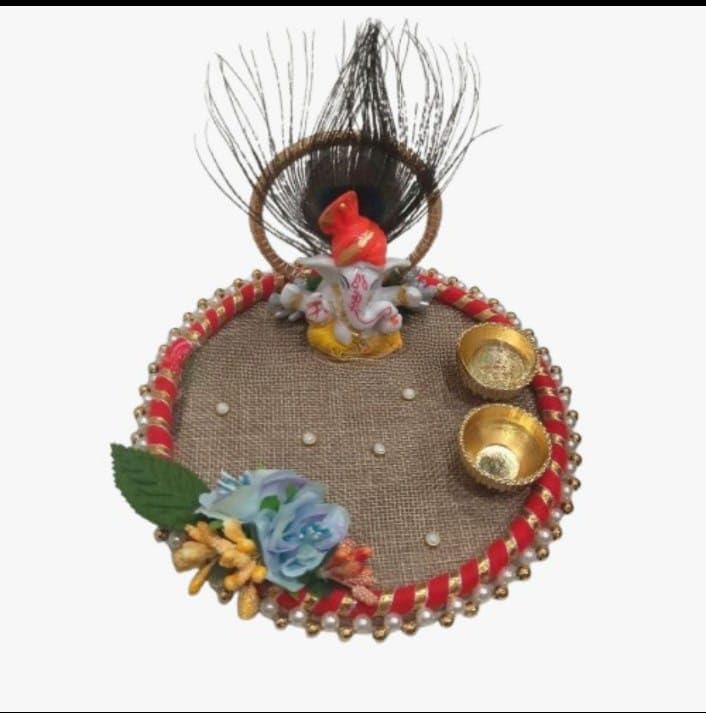 Nutts Traditional Handmade Ganesh ji  Pooja Thali Decorative Prayer Plate for Hindu Festivals Home Temple Decor and Gift (PoojaP46)