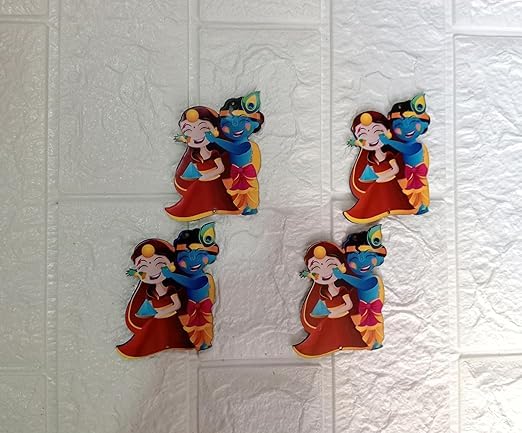 Nutts Wooden MDFRadha Krishna Jii Idols for Diwali & Pooja Decor Wooden MDF Idols Diwali Navratri & Pooja Decoration | Home Decor for Positivity (Pack of 10) (RM-MDFG19)