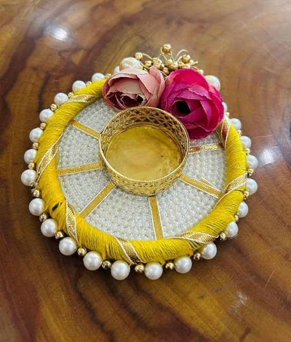 SellPlus Handmade Decorative Peony Moti Chudi Tlight for Decoration | Tlight for Diwali | Decoration for Home (Pack of 2) (Tealight-314)