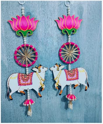 Nutts Handmade Decorative Multicolour Hanging | Traditional Lotus Hanging | Mogra Paper Gajra Hangng (Lotus 98)