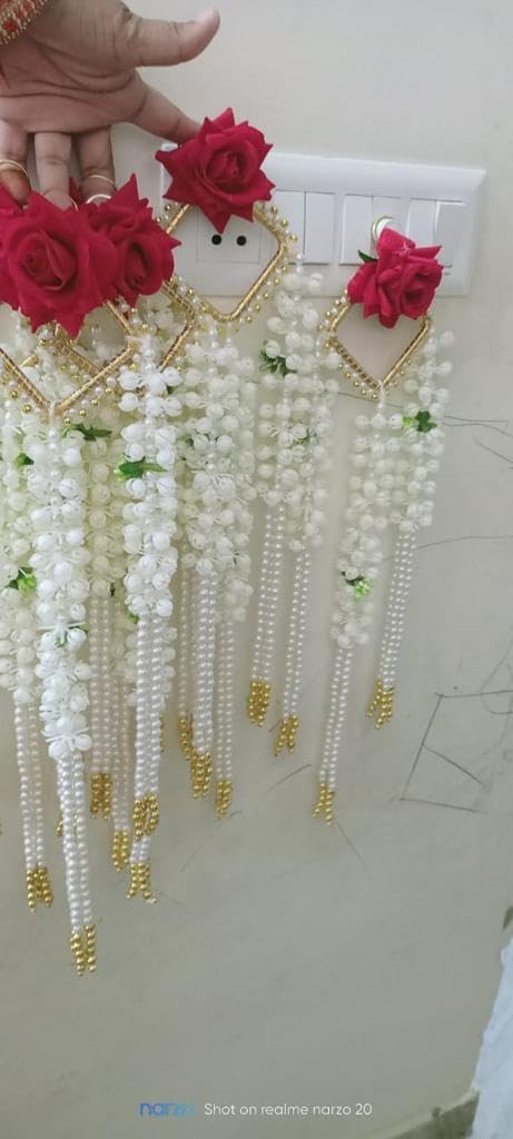 Nutts Decorative Handmade Mogra Beads Hanging for Home Decor | Traditional Artificial Flower Hanging | Toran for Home and Festival decortion (MOGRAH52)