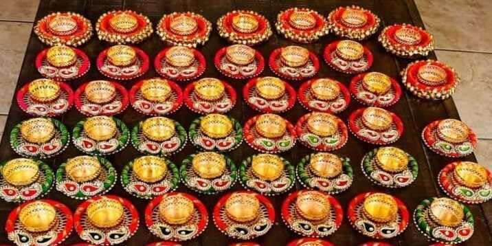 Sellplus Elegant Decorative Tealight Candle Holder Traditional Festival Home Decor Mandir Table Centerpiece Diwali Wedding Pooja Decoration(Pack of 4) (Tealight-360)