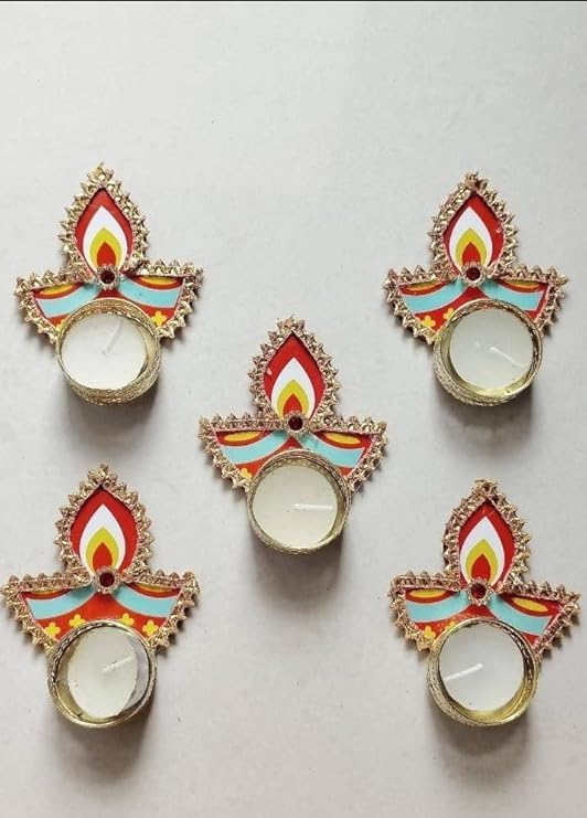 SellPlus Handmade Decorative Peony Flower Roli Chawal Pooja Plate |Decorative Plate for Pooja | Decor Item | (Tealight-275)