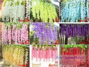 Green Artificial Wisteria Hanging Garland Silk Long Hanging Bush Flowers String Home Party Wedding Decor ( 12)