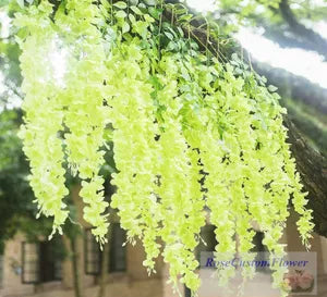 Green Artificial Wisteria Hanging Garland Silk Long Hanging Bush Flowers String Home Party Wedding Decor ( 12)