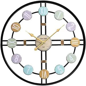 Metal Wall Clock for Home and Hall Home Big Size Living Room Hall Bedroom Stylish Clock (Black Pattern)