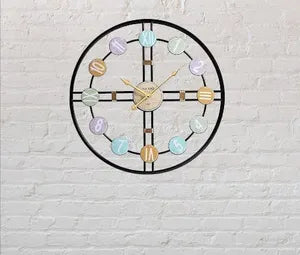 Metal Wall Clock for Home and Hall Home Big Size Living Room Hall Bedroom Stylish Clock (Black Pattern)