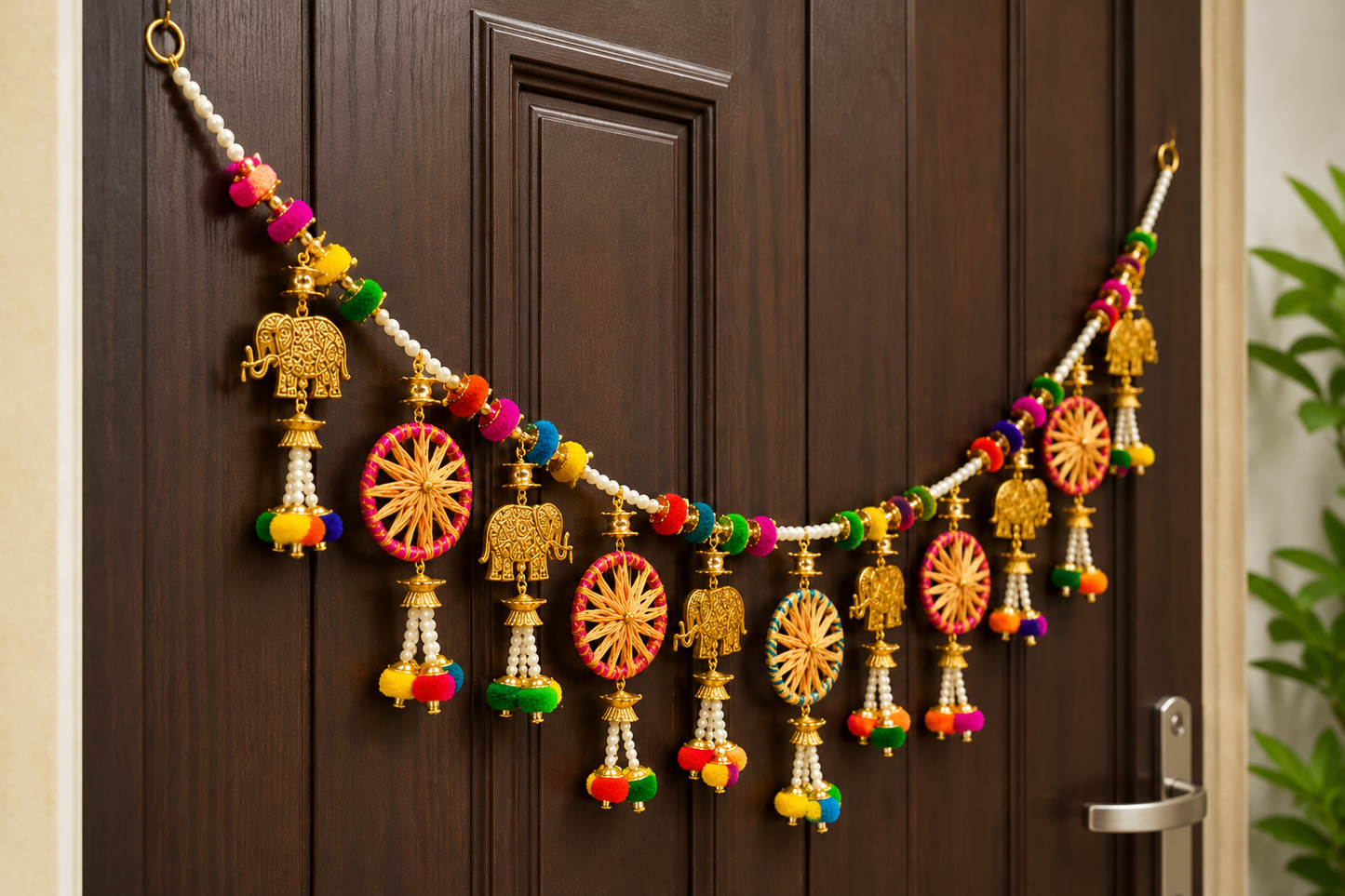 Nutts Decorative Gota Bangle Elephant Pompom Beads Bandhanwar For Home Decoration